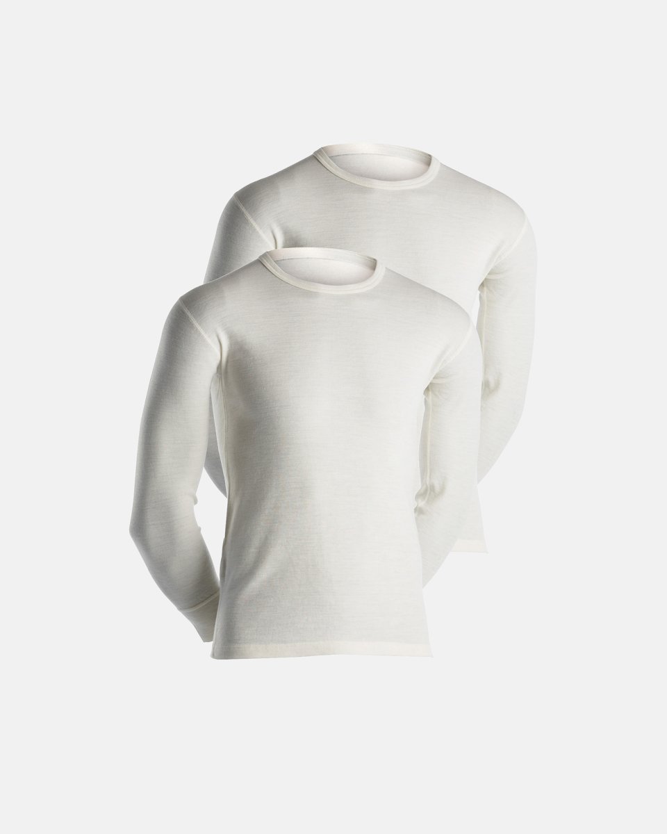 Dovre Langærmet t-shirt 2-pak | 100% merino uld | Hvid - S