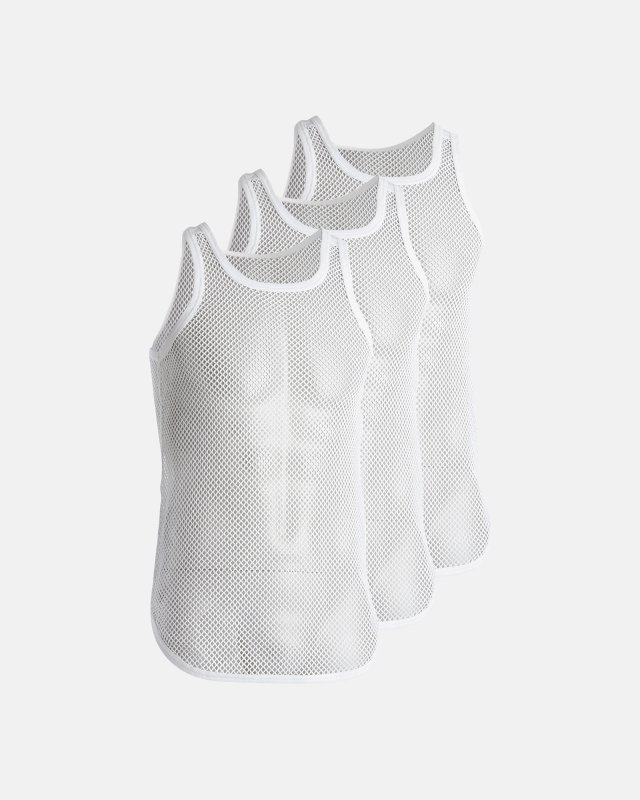 Tanktop "mesh" 3-pak | 100% økologisk bomuld | Hvid