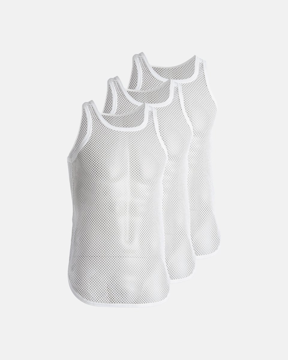 Dovre Tanktop "mesh" 3-pak | 100% økologisk bomuld | Hvid - S