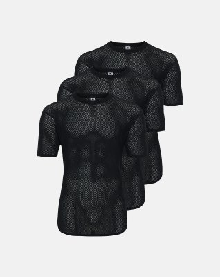 Undertrøje "mesh" 3-pak, 100% merino uld, Sort
