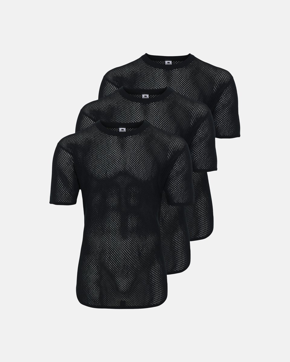 Dovre Undertrøje "mesh" 3-pak | 100% merino uld | Sort - S