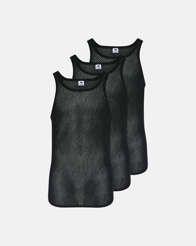 Tanktop "mesh" 3-pak | 100% merino uld | Sort