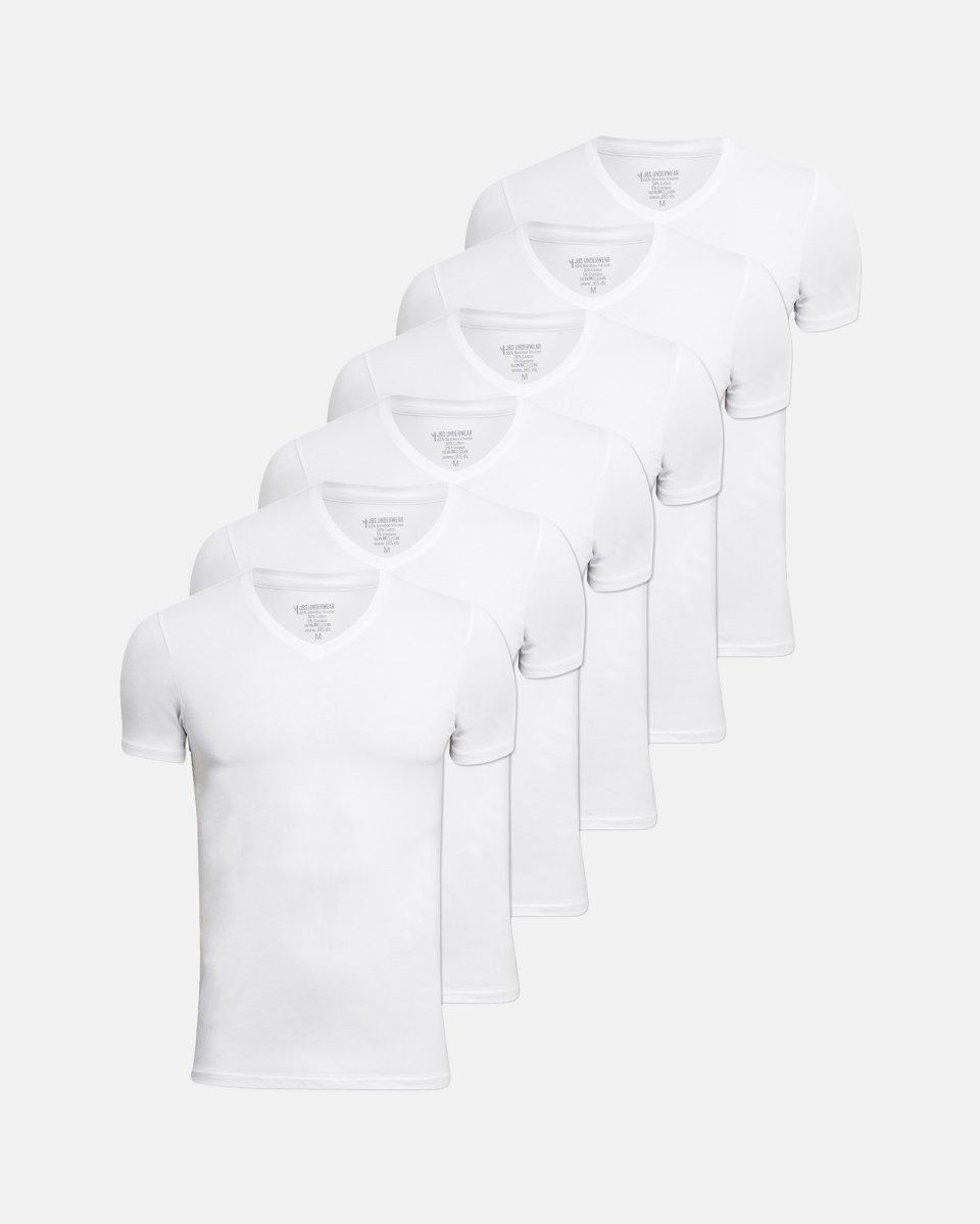 JBS Undertrøje "v-neck" 6-pak | Bambusviskose | Hvid - S