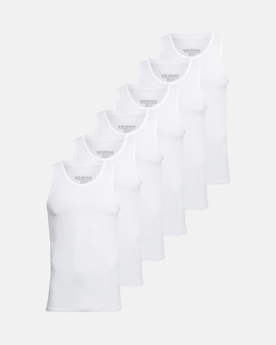 JBS Tanktop 6-pak | Bambusviskose | Hvid - S