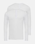 Langærmet t-shirt "grandad" 2-pak | 100% økologisk bomuld | Hvid -JBS