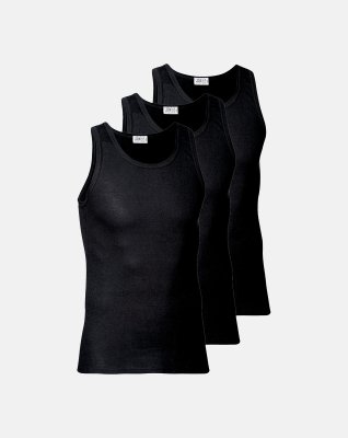 Tanktop 3-pak, 100% bomuld, Sort