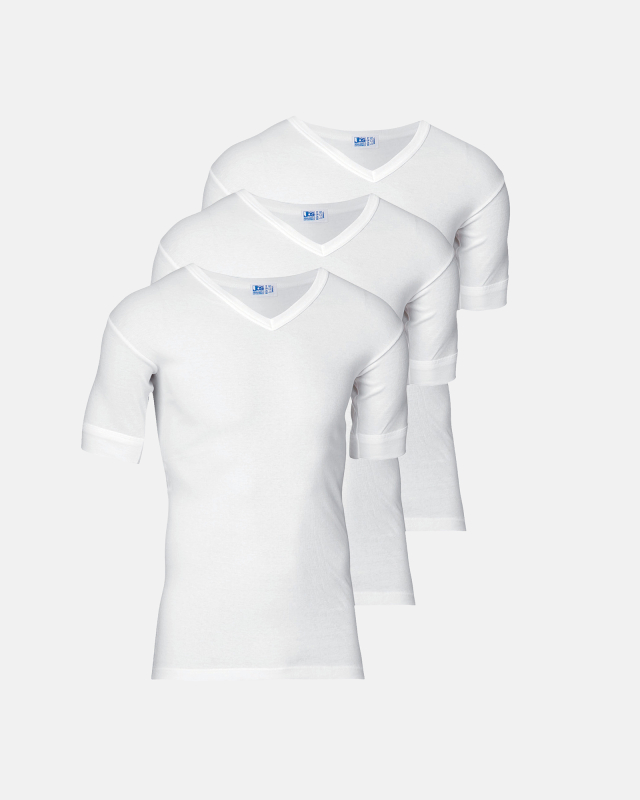 T-Shirts "v-Neck" 3-Pak | 100% Bomuld | Hvid - Jbs