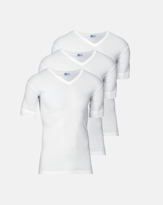 T-shirts "v-neck" 3-pak, 100% bomuld, Hvid