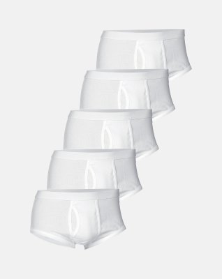 Briefs m. gylp 5-pak, 100% bomuld, hvid