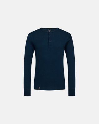 Langærmet t-shirt "Grandad", 100% økologisk bomuld, Navy