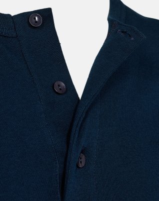 Langærmet t-shirt "Grandad" | 100% økologisk bomuld | Navy -Dovre