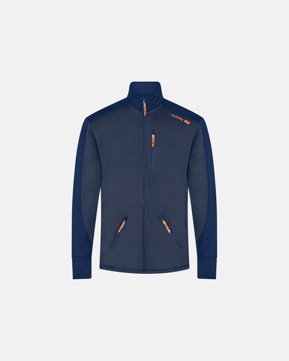 Dovre Trøje "full zip" | 100% uld | Navy - S