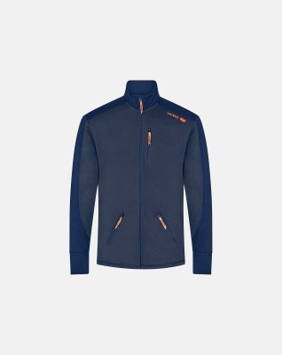 Trøje "full zip", 100% uld, Navy