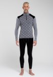 Pullover "half zip", 100% uld, Grå