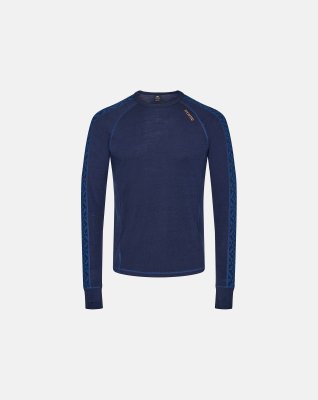 Langærmet t-shirt, 100% uld, Blå