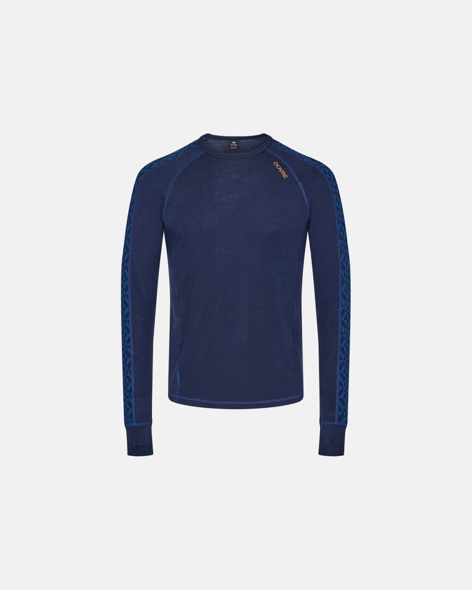 Dovre Langærmet t-shirt |100% uld | Blå - S