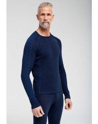 Langærmet t-shirt, 100% uld, Blå