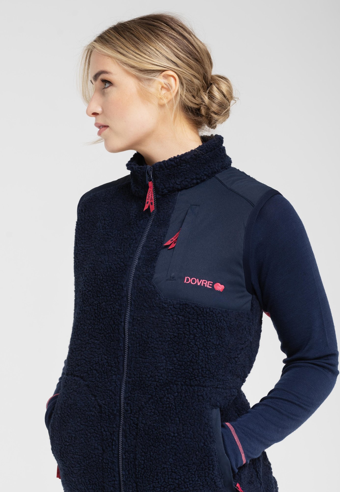 Vest "teddy fleece" | Polyester | Navy -Dovre Women Vest "teddy fleece" | Polyester | Navy -Dovre Women