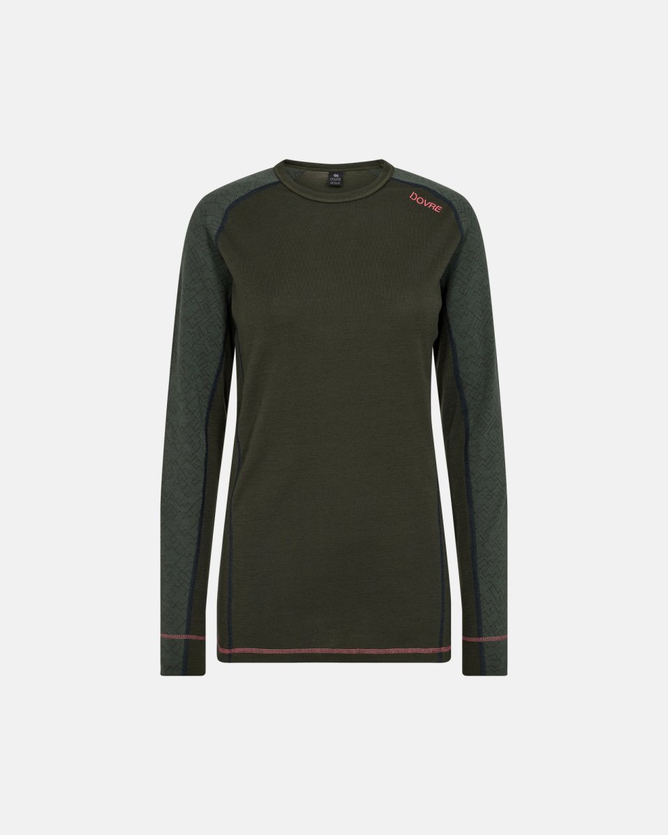 Dovre Women Langærmet undertrøje | 100% uld | Grøn - S