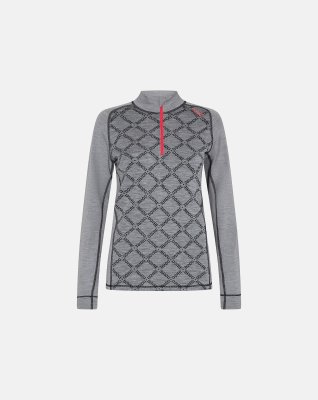 Pullover "half zip", 100% uld, Grå