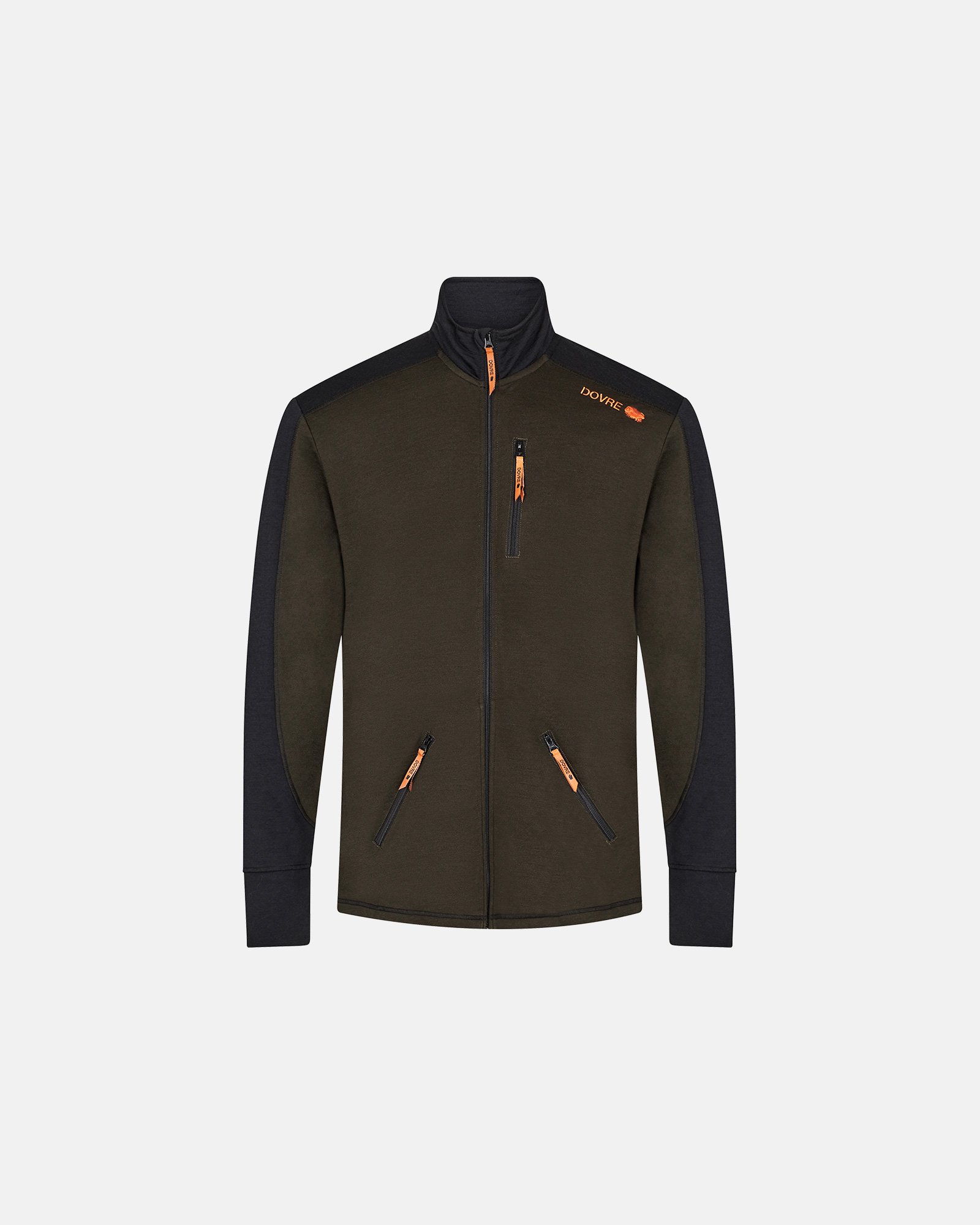 Trøje "full zip" | 100% uld | Grøn -Dovre Trøje "full zip" | 100% uld | Grøn -Dovre