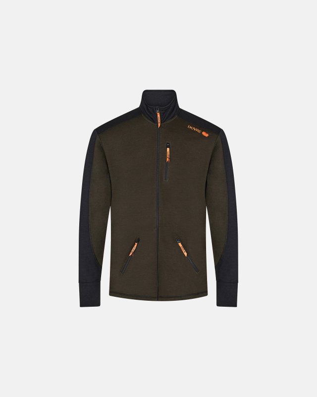 Trøje "full zip" | 100% uld | Grøn