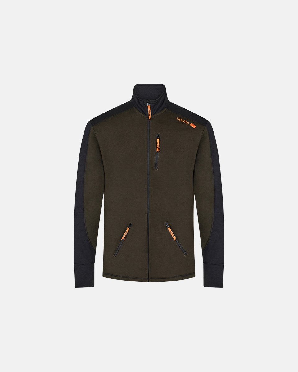 Dovre Trøje "full zip" | 100% uld | Grøn - S