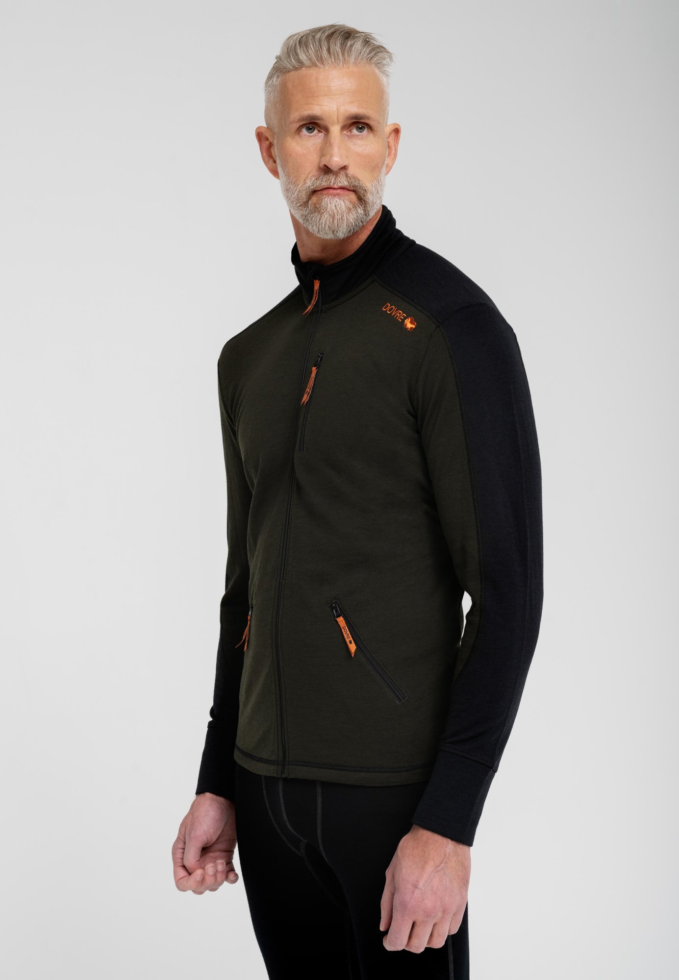 Trøje "full zip" | 100% uld | Grøn -Dovre Trøje "full zip" | 100% uld | Grøn -Dovre