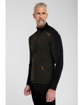 Trøje "full zip", 100% uld, Grøn