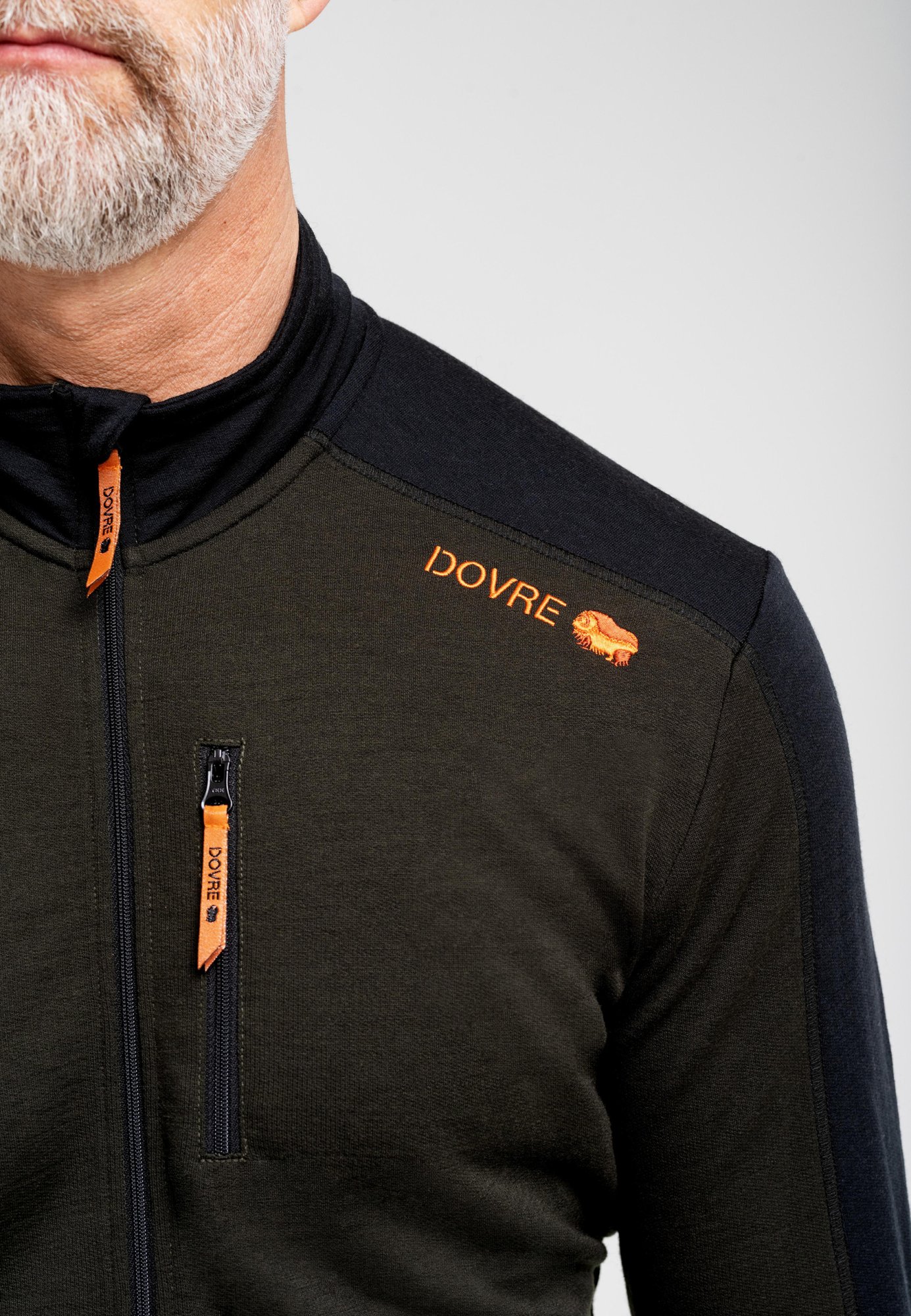 Trøje "full zip" | 100% uld | Grøn -Dovre Trøje "full zip" | 100% uld | Grøn -Dovre