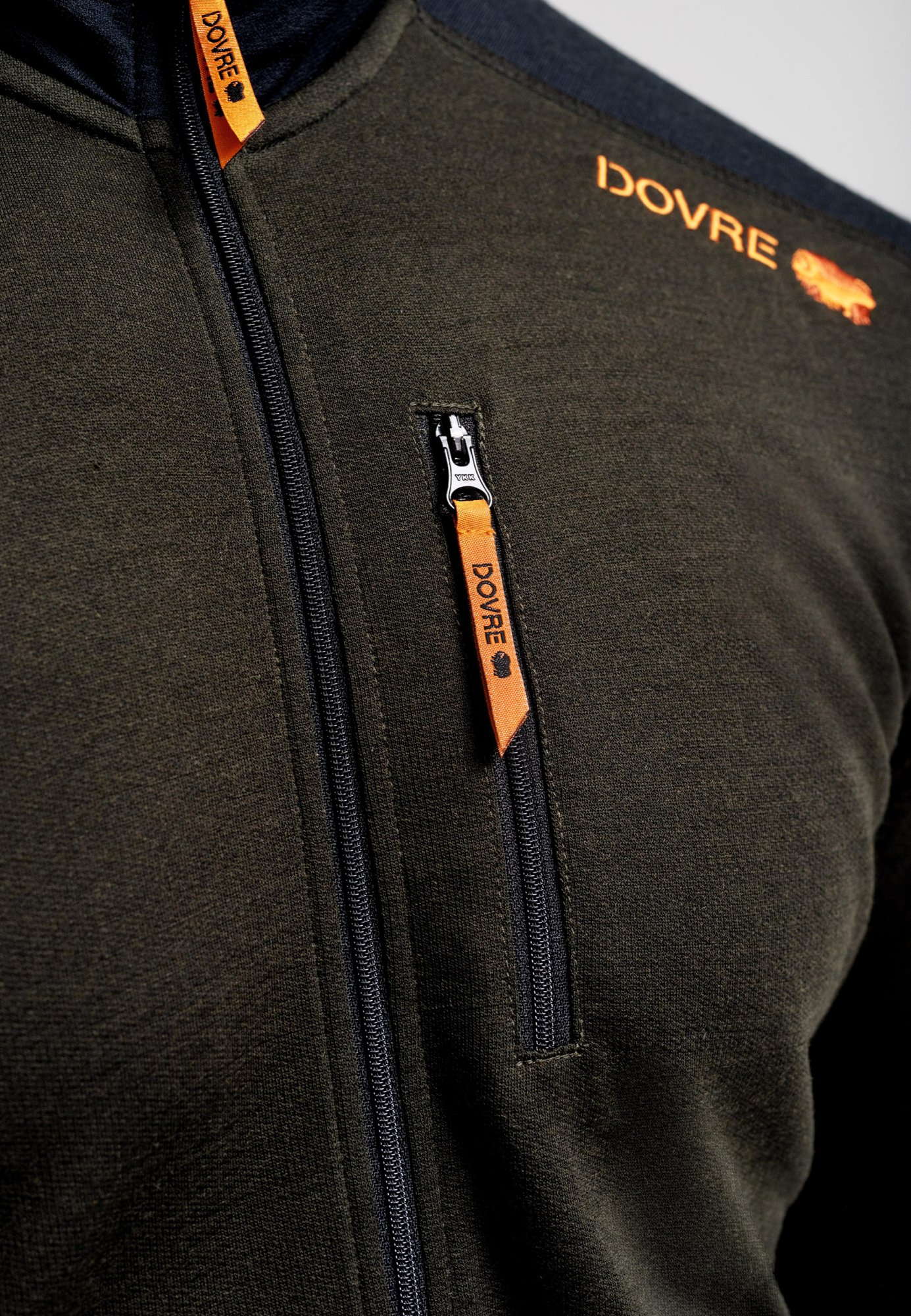 Trøje "full zip" | 100% uld | Grøn -Dovre Trøje "full zip" | 100% uld | Grøn -Dovre