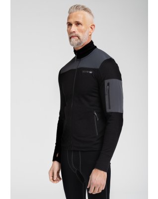 Fleece jakke, Polyester, Sort/grå