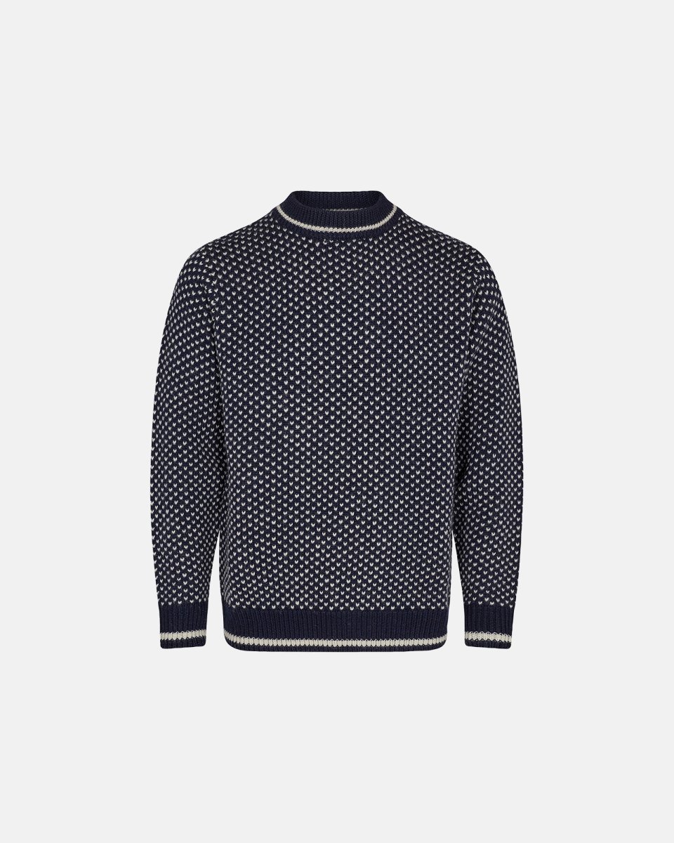Dovre Pullover "strik" | 100% uld | Navy - L