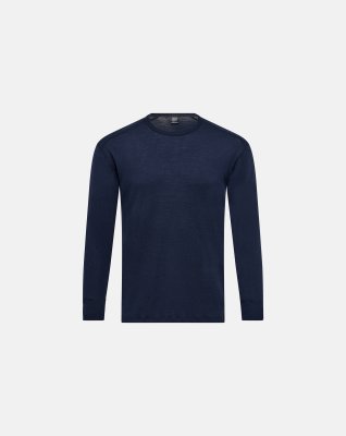 Langærmet t-shirt "wool", 100% merino uld, Navy