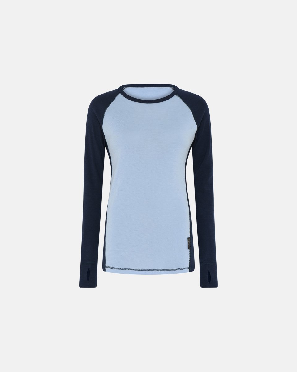 Dovre Women Langærmet t-shirt | 100% merino uld | Blå/navy - M