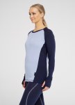 Langærmet t-shirt, 100% merino uld, Blå/navy