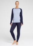 Langærmet t-shirt, 100% merino uld, Blå/navy