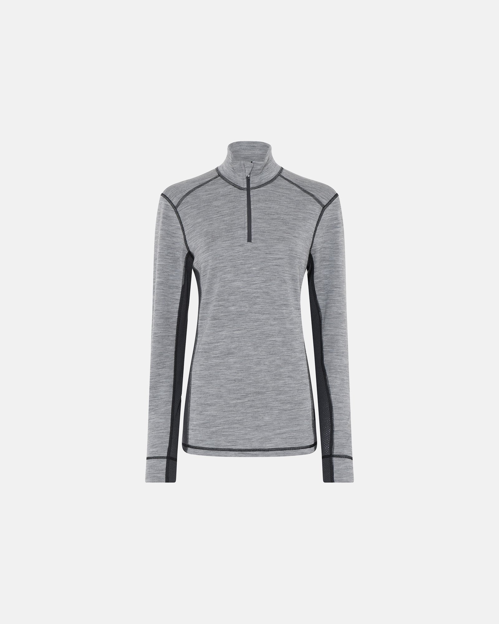 Langærmet t-shirt "half zip" | 100% merino uld | Grå -Dovre Women Langærmet t-shirt "half zip" | 100% merino uld | Grå -Dovre Women