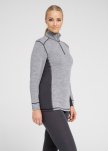 Langærmet t-shirt "half zip" | 100% merino uld | Grå -Dovre Women