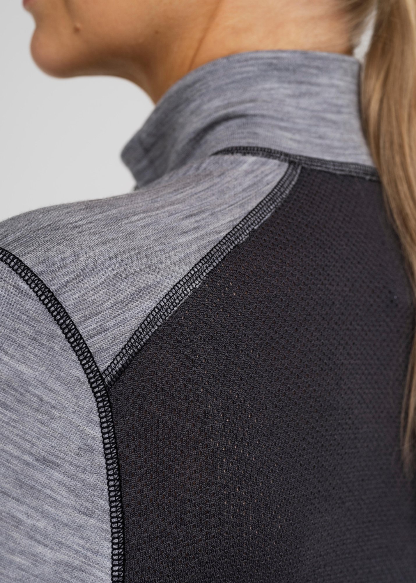 Langærmet t-shirt "half zip" | 100% merino uld | Grå -Dovre Women Langærmet t-shirt "half zip" | 100% merino uld | Grå -Dovre Women