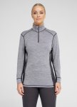 Langærmet t-shirt "half zip" | 100% merino uld | Grå -Dovre Women