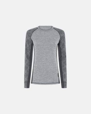 Langærmet t-shirt, 100% merino uld, Grå