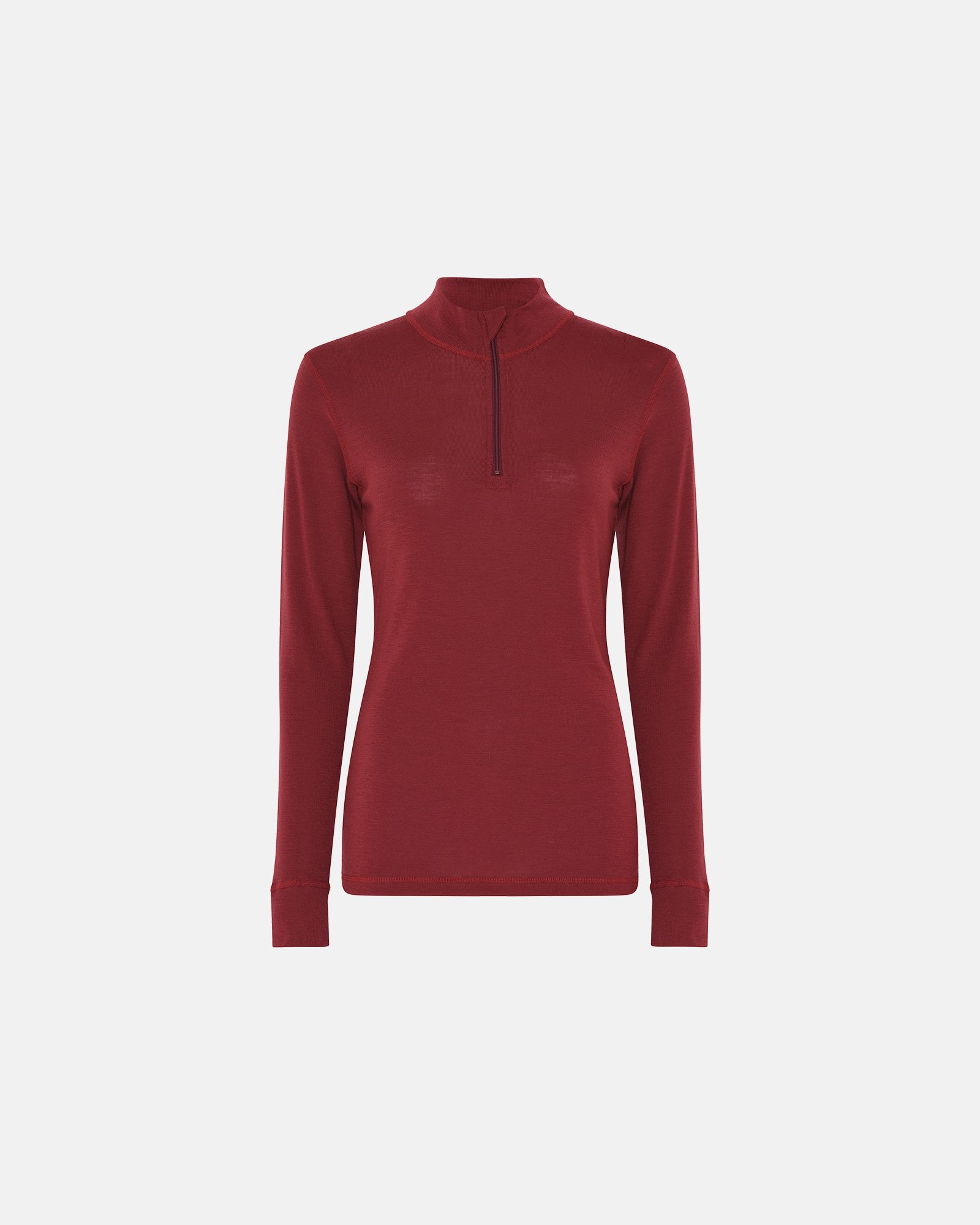 Langærmet t-shirt "half zip" | 100% merino uld | Rød -Dovre Women Langærmet t-shirt "half zip" | 100% merino uld | Rød -Dovre Women