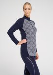 Langærmet t-shirt "half zip" | 100% merino uld | Navy -Dovre Women