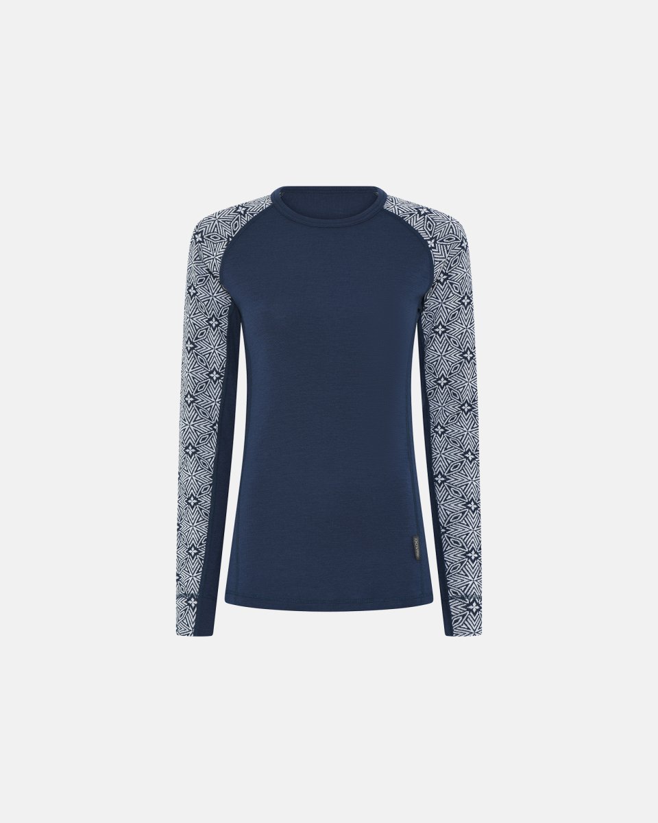 Dovre Women Langærmet t-shirt | 100% merino uld | Navy - XL