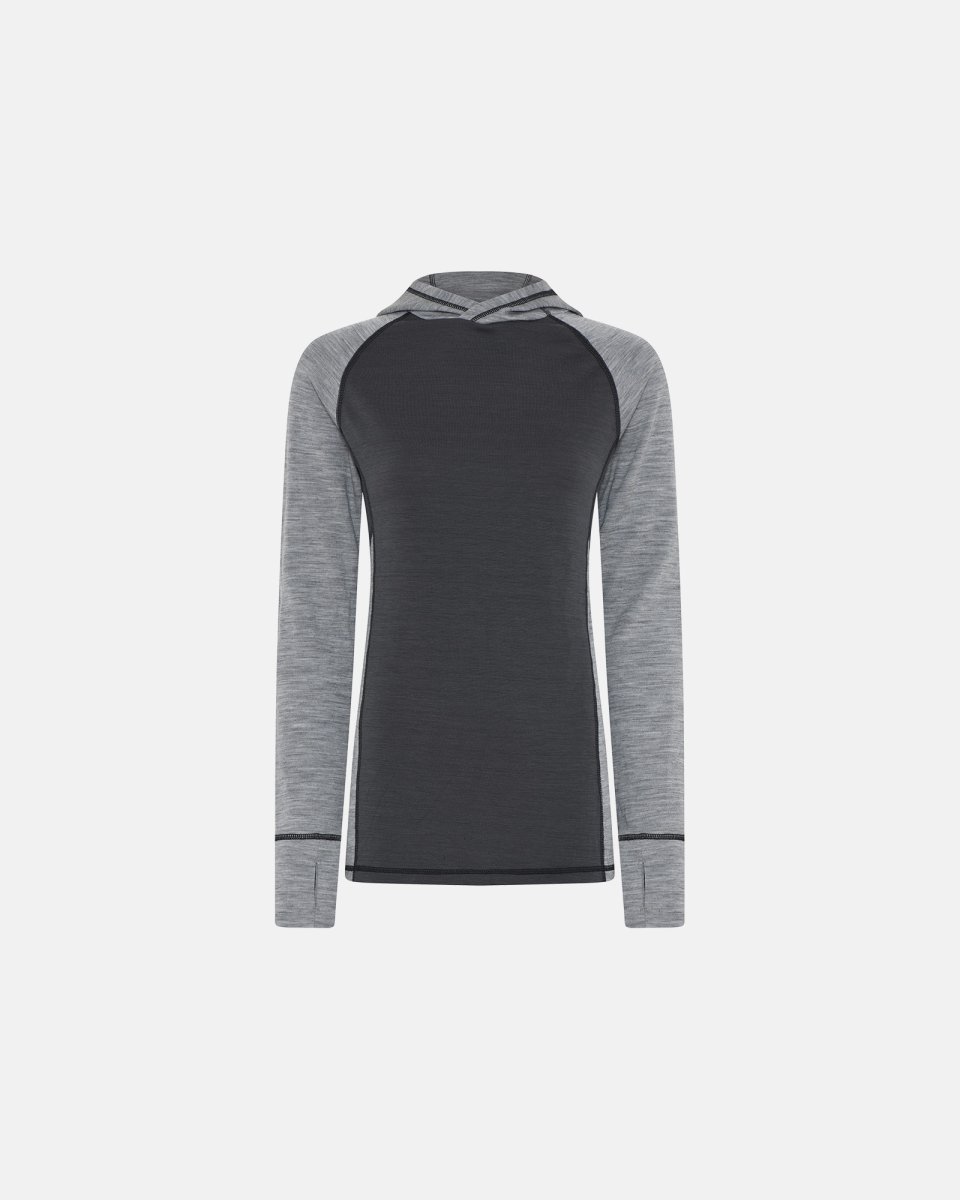 Dovre Women Langærmet t-shirt med hætte | 100 % merino uld | Grå - S