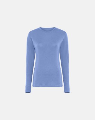 Langærmet t-shirt, 100% merino uld, Blå