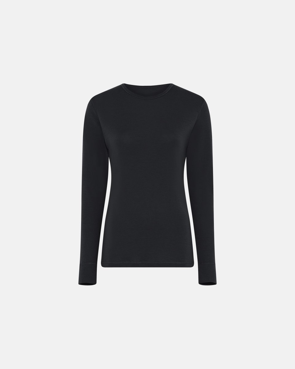 Dovre Women Langærmet t-shirt | 100% merino uld | Sort - S