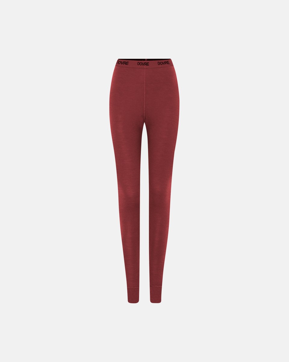 Dovre Women Leggings | 100% merino uld | Rød - S