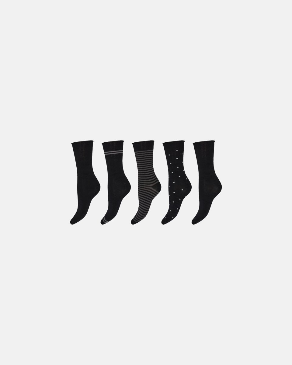 Decoy Ankelstrømper 5-pak | Bambusviskose | Sort - 37-41